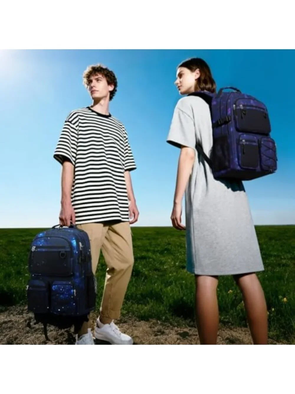 Multi-Pocket Travel Backpack, Heavy Duty Bookbag with 15.6